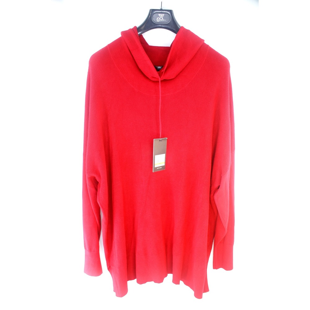 Jones New York Signature Red Cowl Neck Waffle Knit Sweater JPWF8ST154 Womens 3X